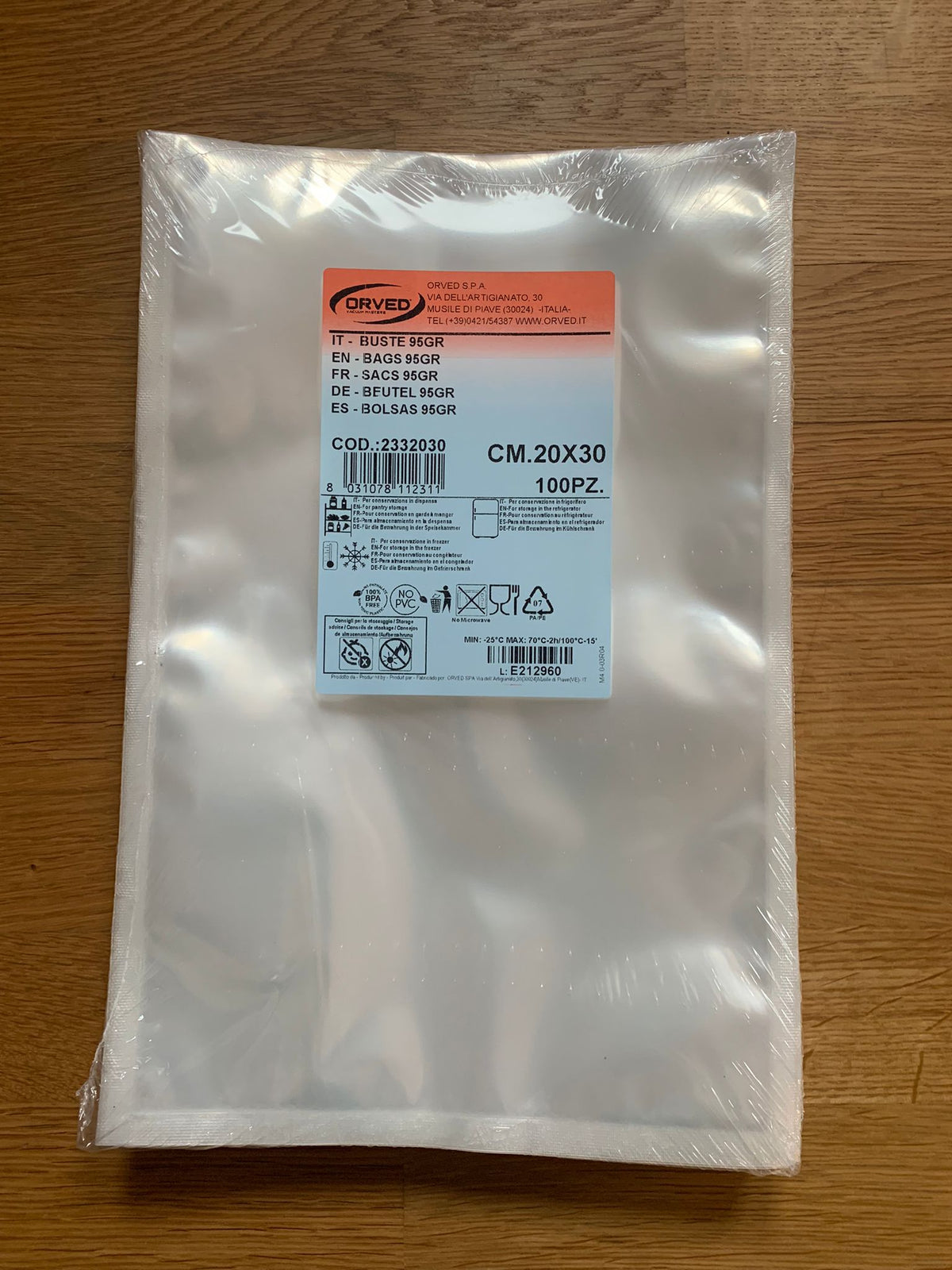 BUSTE CONSERVAZIONE LISCE TP95 - ORVED - 100 PZ