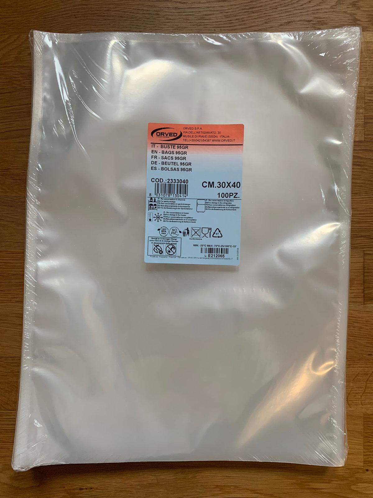 BUSTE CONSERVAZIONE LISCE TP95 - ORVED - 100 PZ